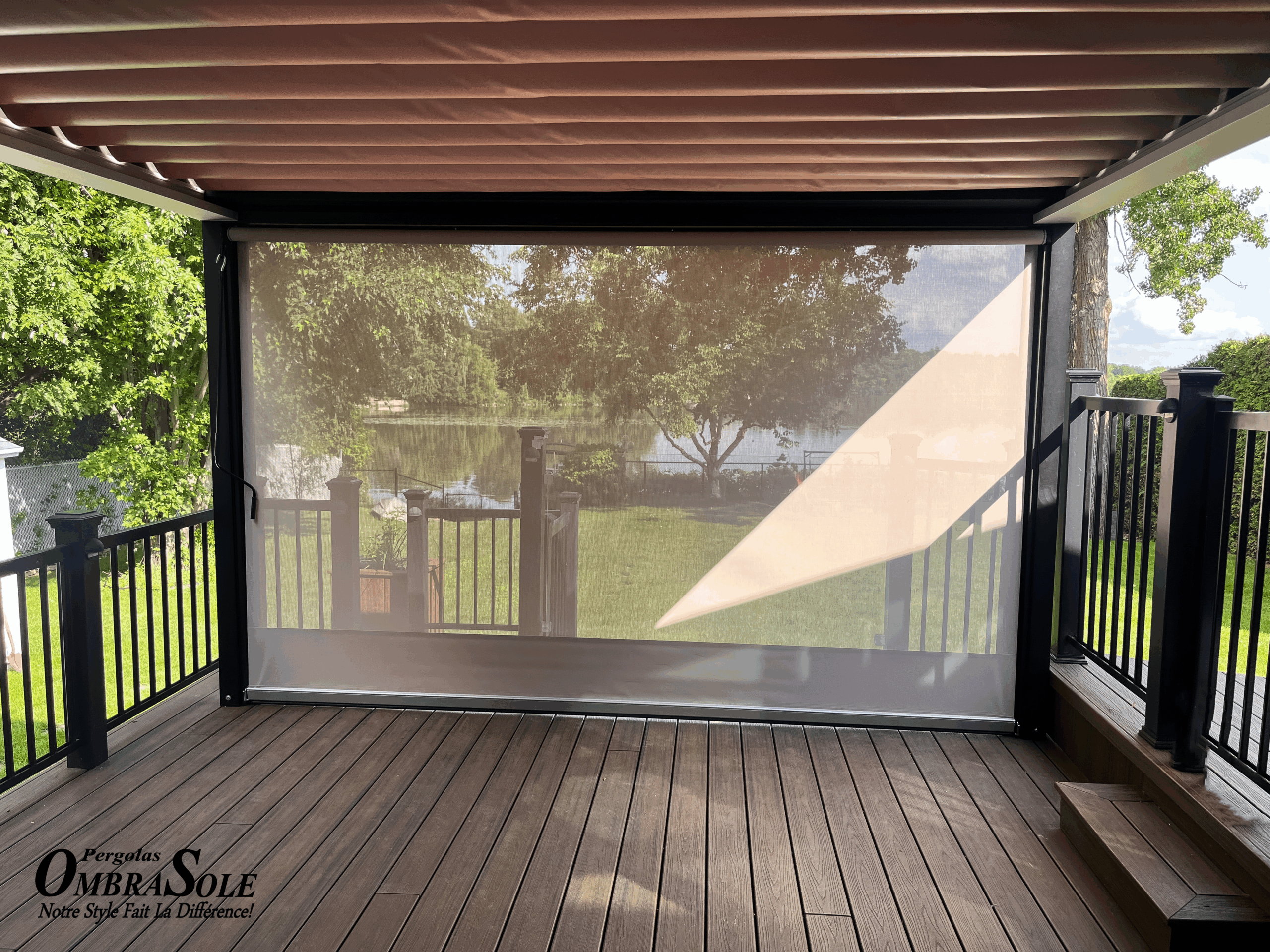 Homgoday Rideau De Soleil Rétractable Manuel 350 X 250 Cm Bleu Et Blanc, Rideaux De Soleil Pour Balcon, Rideau De Soleil Pour Extérieur, Rideau De Soleil Pour Extérieur à Chute, Store à